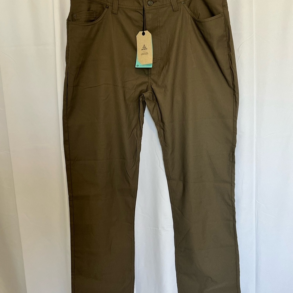 Prana Stretch Brion Slim Straight Hiking Pants Slate Green Men's 40x32 NWT's - Picture 4 of 5
